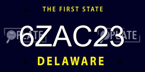 6ZAC23 Delaware License Plate