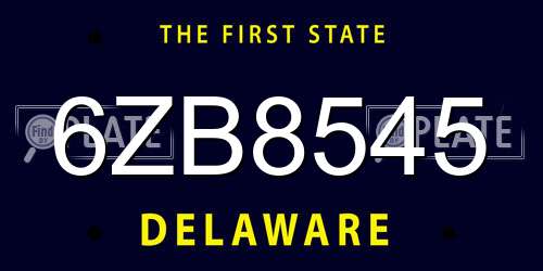 6ZB8545 Delaware License Plate