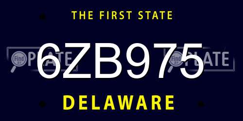 6ZB975 Delaware License Plate