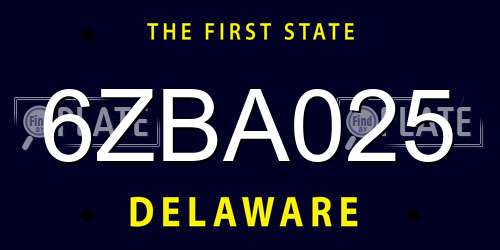 6ZBA025 Delaware License Plate