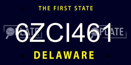 6ZCI461 Delaware License Plate