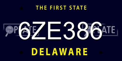 6ZE386 Delaware License Plate