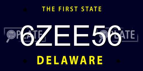 6ZEE56 Delaware License Plate