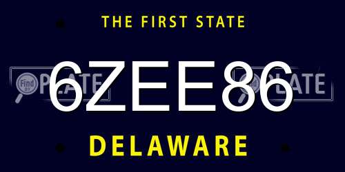 6ZEE86 Delaware License Plate
