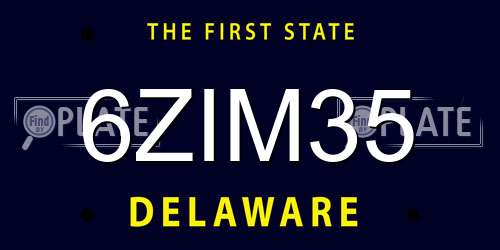 6ZIM35 Delaware License Plate