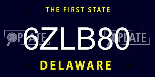 6ZLB80 Delaware License Plate