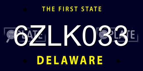 6ZLK033 Delaware License Plate