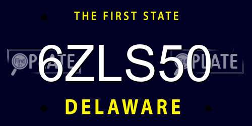 6ZLS50 Delaware License Plate