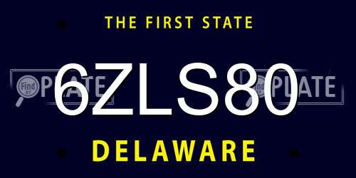 6ZLS80 Delaware License Plate