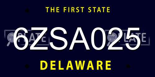 6ZSA025 Delaware License Plate