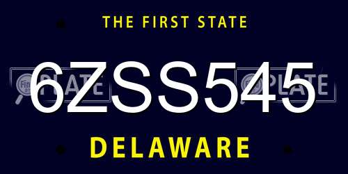 6ZSS545 Delaware License Plate