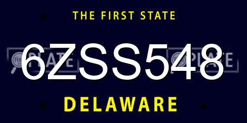 6ZSS548 Delaware License Plate