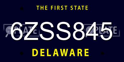 6ZSS845 Delaware License Plate