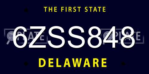 6ZSS848 Delaware License Plate