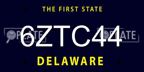 6ZTC44 Delaware License Plate