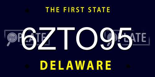 6ZTO95 Delaware License Plate