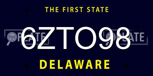 6ZTO98 Delaware License Plate