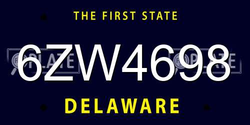 6ZW4698 Delaware License Plate