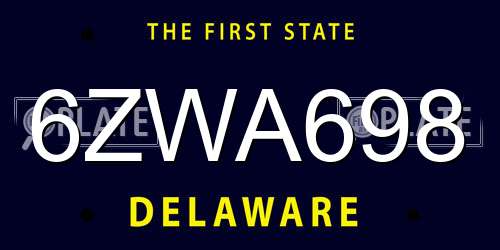 6ZWA698 Delaware License Plate