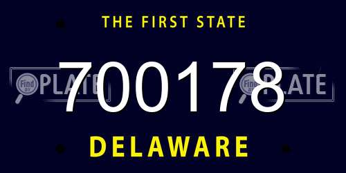 700178 Delaware License Plate
