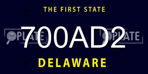 700AD2 Delaware License Plate