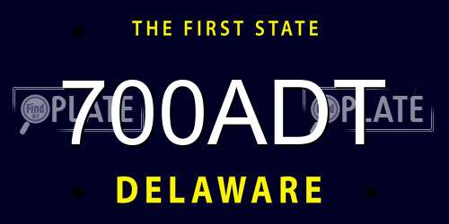 700ADT Delaware License Plate
