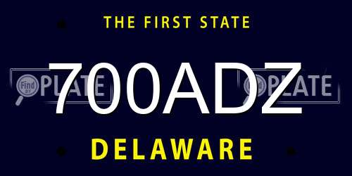 700ADZ Delaware License Plate