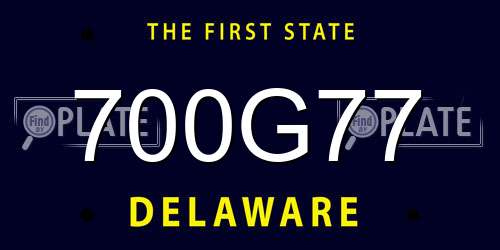 700G77 Delaware License Plate