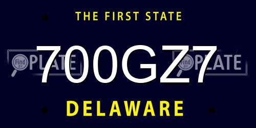 700GZ7 Delaware License Plate