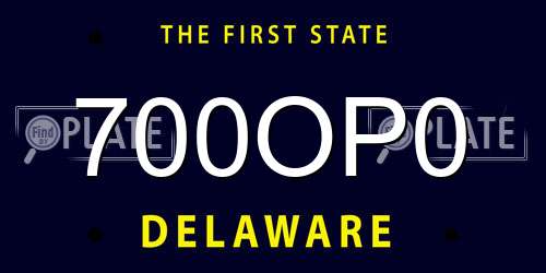 700OP0 Delaware License Plate