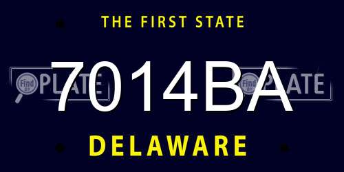 7014BA Delaware License Plate