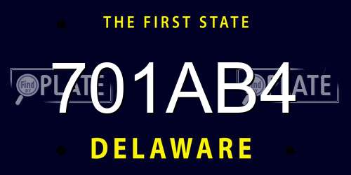 701AB4 Delaware License Plate