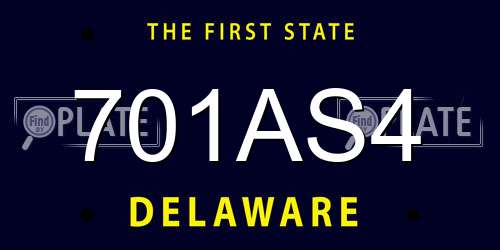 701AS4 Delaware License Plate