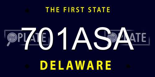 701ASA Delaware License Plate