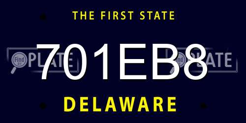 701EB8 Delaware License Plate