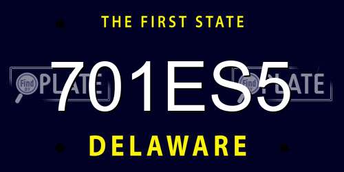 701ES5 Delaware License Plate