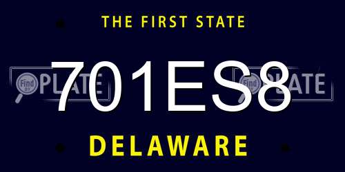 701ES8 Delaware License Plate