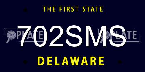 702SMS Delaware License Plate