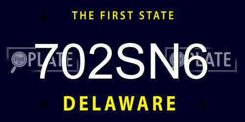 702SN6 Delaware License Plate