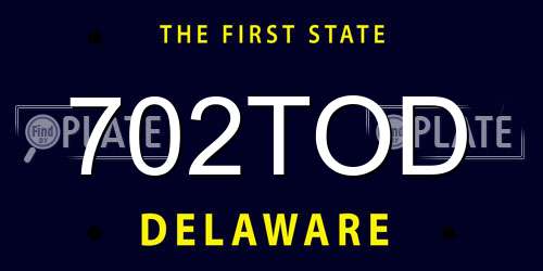 702TOD Delaware License Plate