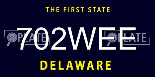 702WEE Delaware License Plate