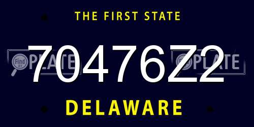 70476Z2 Delaware License Plate