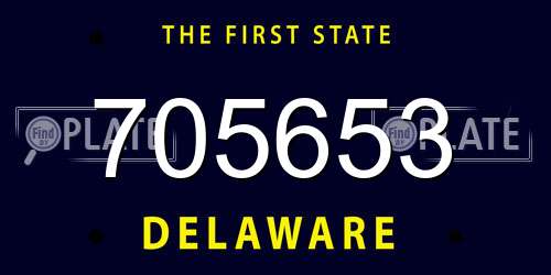 705653 Delaware License Plate