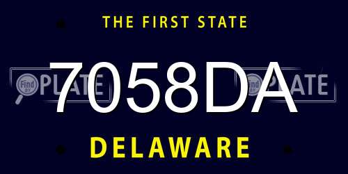 7058DA Delaware License Plate
