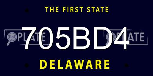 705BD4 Delaware License Plate