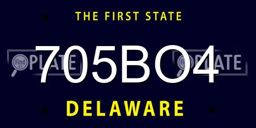 705BO4 Delaware License Plate