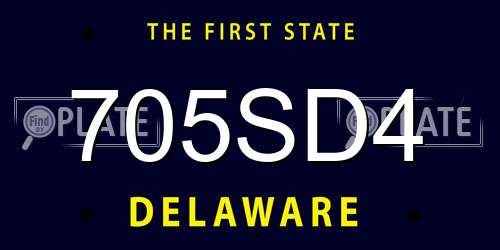 705SD4 Delaware License Plate