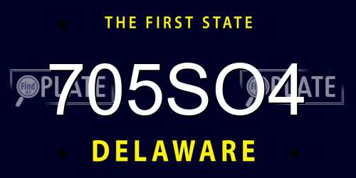 705SO4 Delaware License Plate
