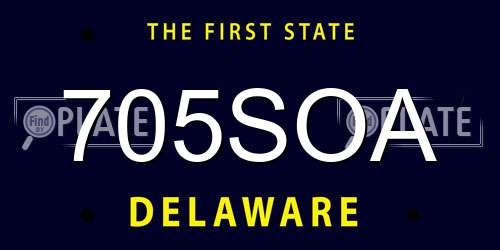 705SOA Delaware License Plate