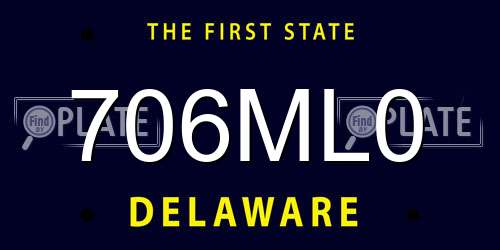 706ML0 Delaware License Plate